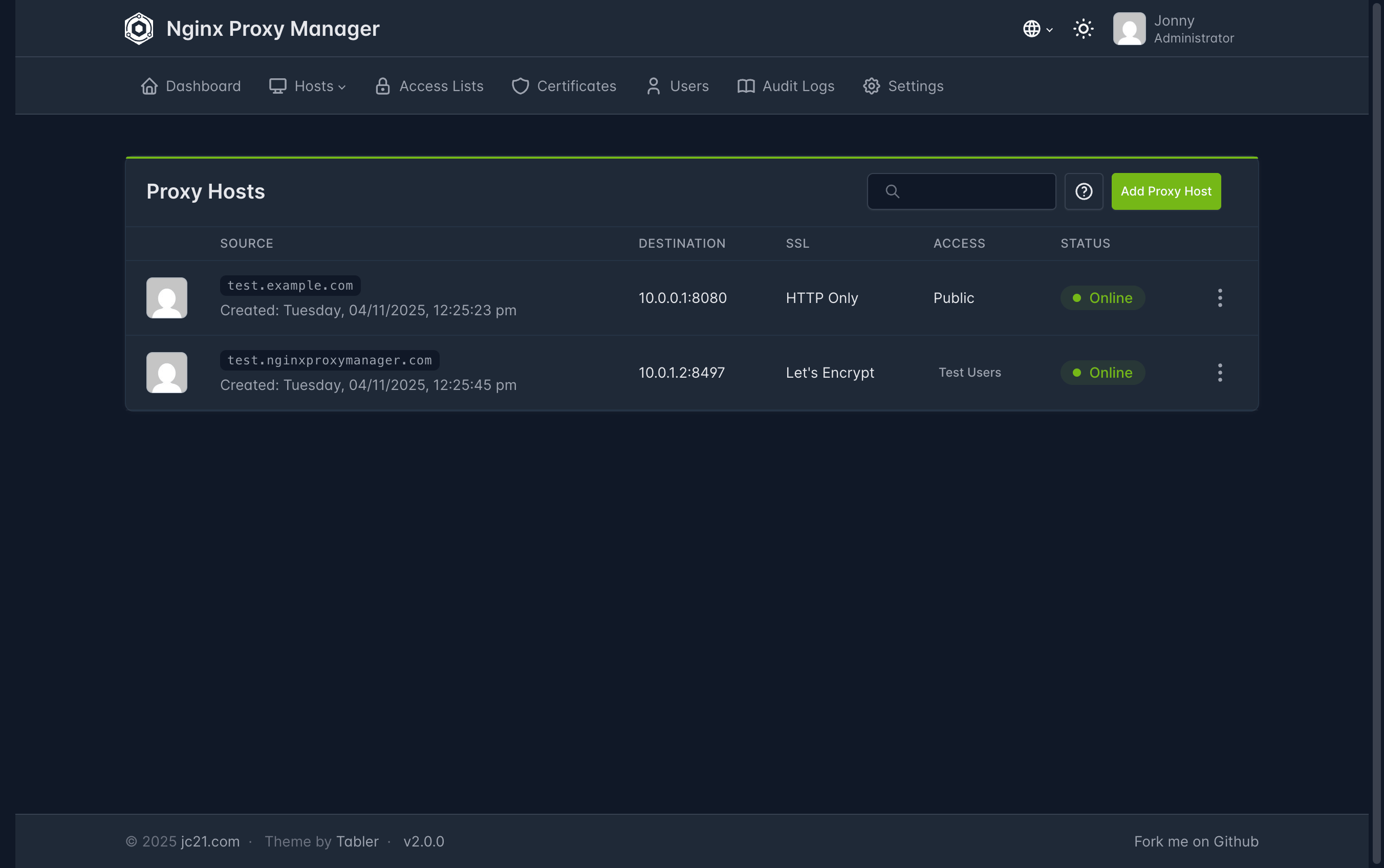 Proxy Hosts
